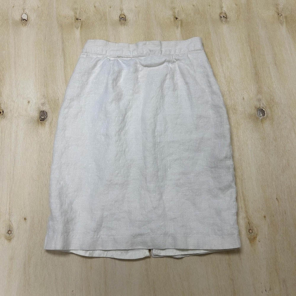 Vintage Tina Hagen Skirt Womens Small White Linen Pencil Knee Length USA Summer